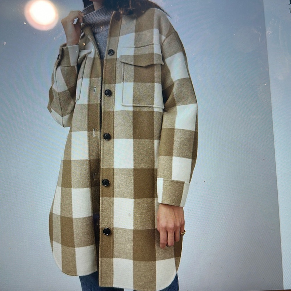 Jaro Coat - ivory camel buffalo check